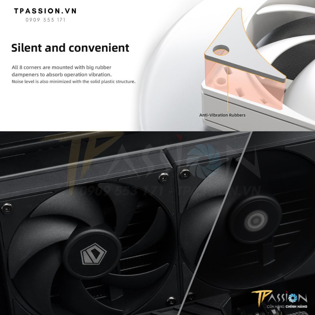 Quạt fan case 12cm ID-COOLING AF-125-K / AF-125-W (Tốc độ 2000RPM/ PWM PST)