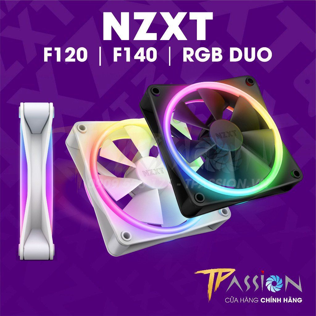Quạt Tản Nhiệt Fan case NZXT F120 | F140 RGB DUO | BLACK | WHITE AER RGB 2 120mm 140mm - Chính hãng, digital LED Rainbow