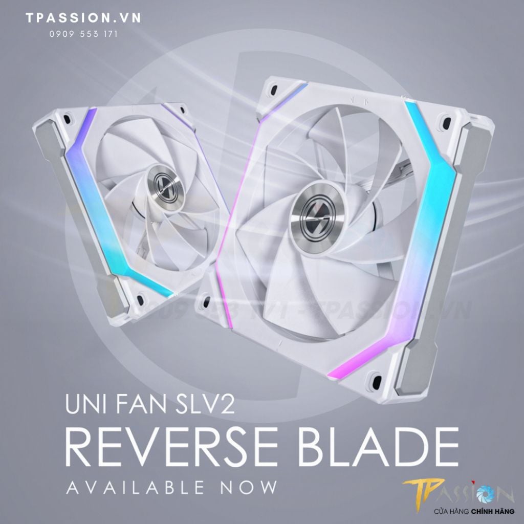 Quạt tản nhiệt LIAN LI UNI FAN SL120 V2 REVERSE BLADE - LED ARGB 5V - Chính hãng, Fan case 12cm hút, ghép nối không dây