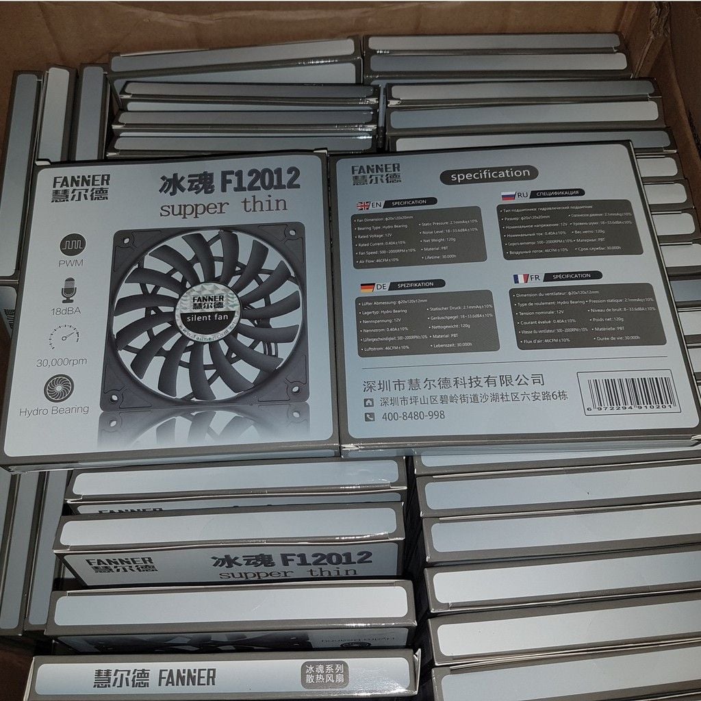 Quạt fan case 12cm FANNER F12012 Super Slim Fan mỏng 12mm