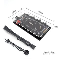 Bộ chuyển đổi LED 5V ARGB 12V RGB kết hợp 4Pin PWM 8 cổng – Fan Hub Converter 12V RGB về 5V ARGB PWM tích hợp