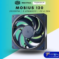 Quạt Fan Case 12cm Cooler Master Mobius 120 PWM - Chính hãng, tốc 2050RPM, quạt tản nhiệt 120 mm hiệu năng cao