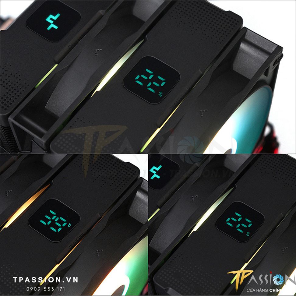 Tản nhiệt khí CPU DEEPCOOL AG620 DIGITAL / AG620 DIGITAL LED ARGB - Hiển thị nhiệt độ - Chính hãng, 2 tháp, 6 ống đồng