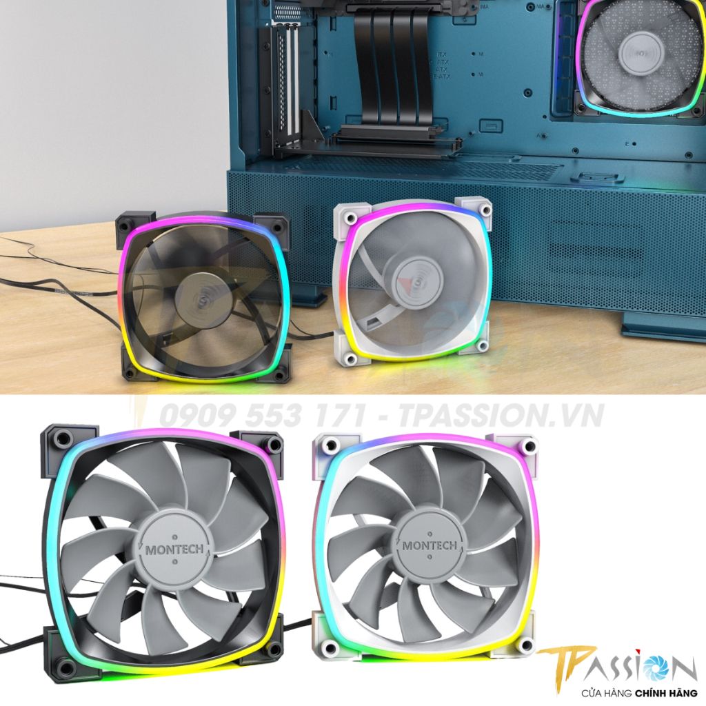 Quạt tản nhiệt Montech AX120 | RX120 PWM  |  REVERSE LED viền ARGB