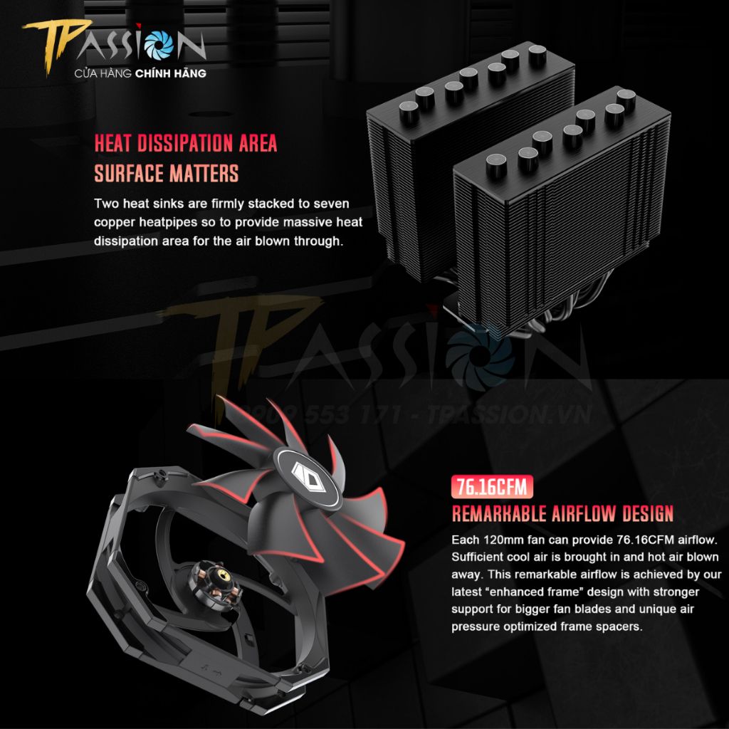 Tản nhiệt CPU ID-Cooling SE-207-XT SLIM BLACK / WHITE - Chính hãng, 7 ống đồng, sk 1700 SE 207