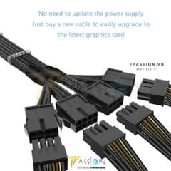 Dây Nguồn Bọc Lưới Nối Dài VGA PCIe 5.0 TEUCER - GPU RTX 3090ti/4090/4080/4070, 12 + 4 pin 12VHPWR 600W, chuẩn 16AWG