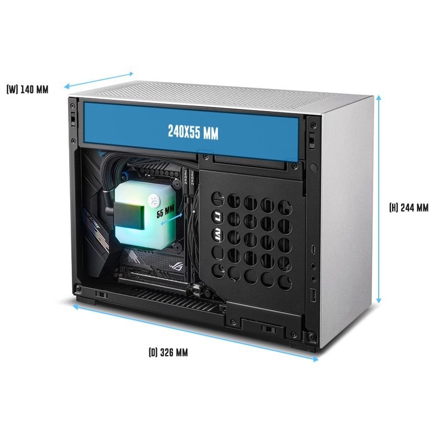 Vỏ case máy tính Lian Li A4H2O Black | Silver kèm Riser VGA PCIe 4.0 - A4-H20 X4