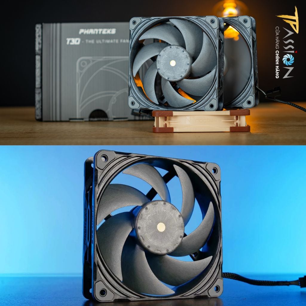 Quạt fan case 12CM PHANTEKS T30 - 120 3000RPM PWM - Chính hãng, Quạt tản nhiệt 4 Pin điều tốc, quay êm