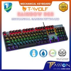 Bàn phím cơ Gaming LED RGB T-WOLF T17 Black - Chính Hãng, Keyboard 104 Key, Blue Switch, 20 Chế Độ LED Rainbow ARGB
