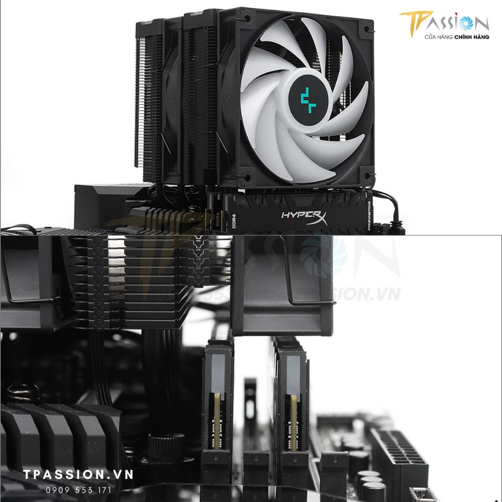Tản nhiệt khí CPU DEEPCOOL AG620 DIGITAL / AG620 DIGITAL LED ARGB - Hiển thị nhiệt độ - Chính hãng, 2 tháp, 6 ống đồng