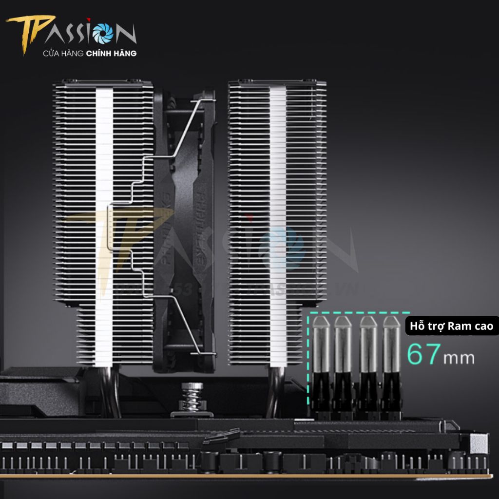 Tản nhiệt CPU Phanteks Polar T6 - 120 Black / White LED ARGB 5V - Chính hãng, TDP 280W, 6 ống đồng, sk 1700