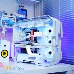 Quạt fan case 12cm NEEDMAX Ausen Prism II ARGB HALO LED vô cực, vòng ring - Chính hãng, PWM PST, tản nhiệt trắng hồng