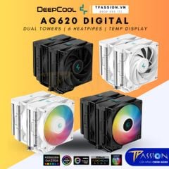 Tản nhiệt khí CPU DEEPCOOL AG620 DIGITAL / AG620 DIGITAL LED ARGB - Hiển thị nhiệt độ - Chính hãng, 2 tháp, 6 ống đồng