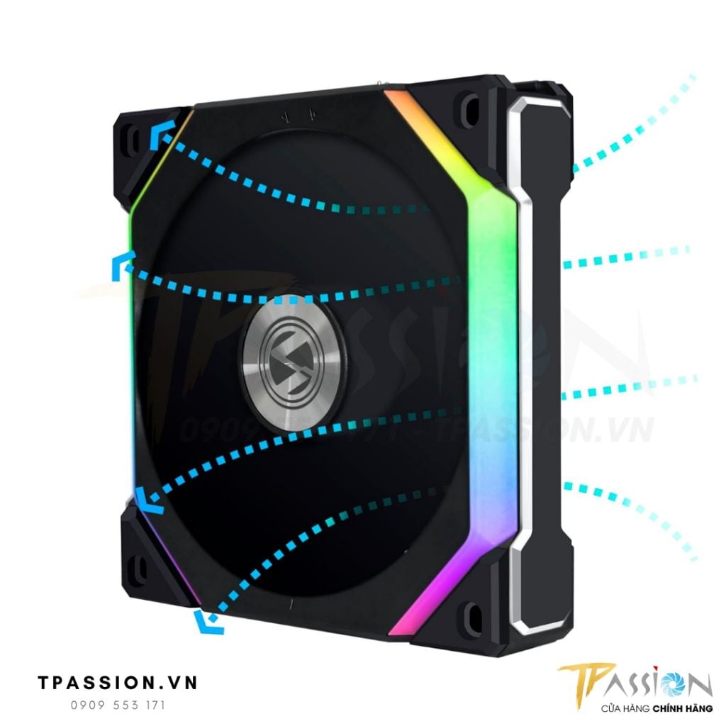 Quạt tản nhiệt LIAN LI UNI FAN SL120 V2 REVERSE BLADE - LED ARGB 5V - Chính hãng, Fan case 12cm hút, ghép nối không dây
