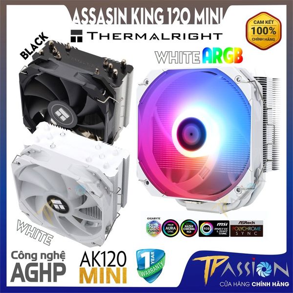 Tản nhiệt khí CPU Thermalright Assassin King 120 Mini AGHP Đen | Trắng | Trắng LED ARGB (AK120 MINI)