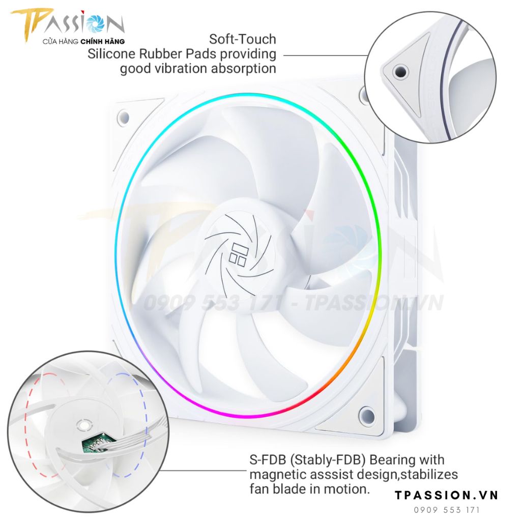 Bộ 3 quạt fan case Thermalright TL S12 / TL S12W / TL S12W S LED ARGB -Tản nhiệt 12cm Pa 120, aqua elite, sync main hub