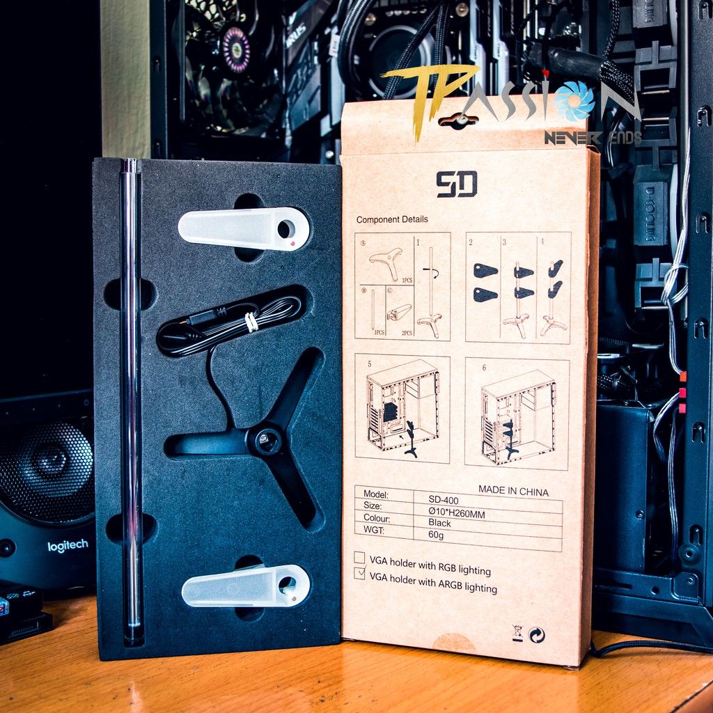 Giá đỡ chống xệ VGA (Card màn hình) SD-400 LED RGB và ARGB
