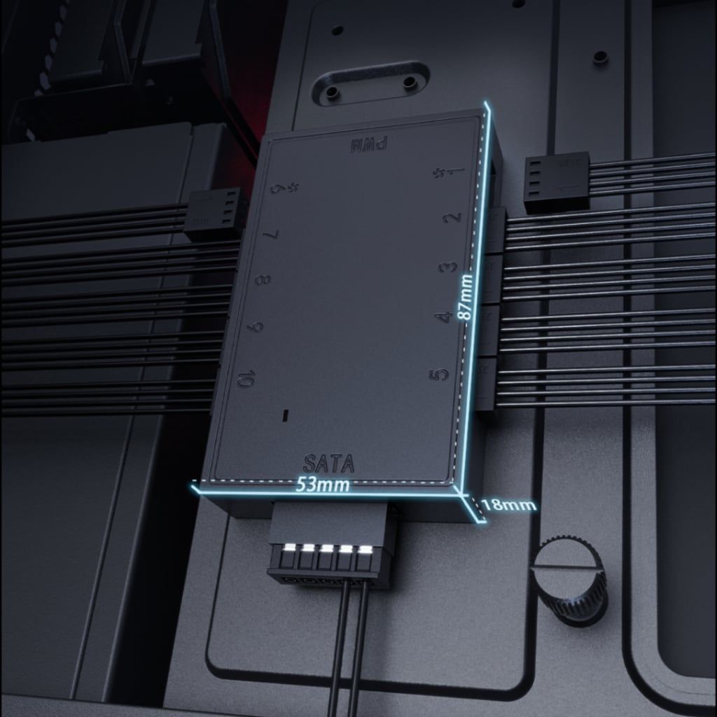 Bộ hub chia nguồn quạt ID-Cooling FH-10 PWM - Chính hãng, 10 cổng 4pin PWM, 3pin 4pin Fan case