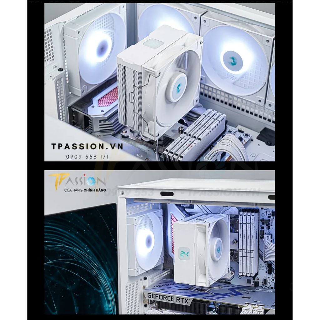 Tản nhiệt khí CPU DEEPCOOL AG400 DIGITAL / AG400 BK WH DIGITAL LED ARGB - Hiển thị nhiệt độ - Chính hãng, 4 ống đồng