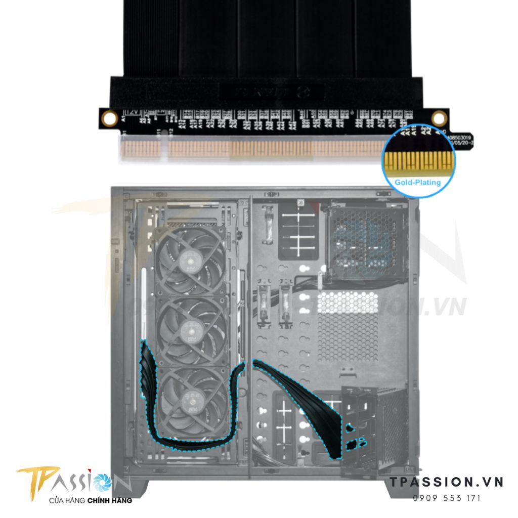 Dây Riser VGA GPU Lian Li 900mm PCIe 4.0 - Riser cable 90cm Đen PW-PCIV-4-90X /  Trắng PW-PCIV-4-90W - Chính hãng