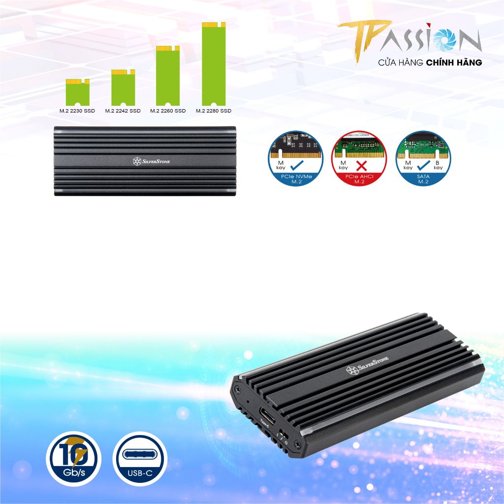 Box ổ cứng SSD M2 SILVERSTONE SST - MS13 LED RGB
