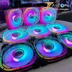 Quạt fan case 12cm NEEDMAX Ausen Prism II ARGB HALO LED vô cực, vòng ring - Chính hãng, PWM PST, tản nhiệt trắng hồng