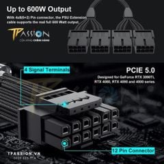 Dây Nguồn Bọc Lưới Nối Dài VGA PCIe 5.0 TEUCER - GPU RTX 3090ti/4090/4080/4070, 12 + 4 pin 12VHPWR 600W, chuẩn 16AWG