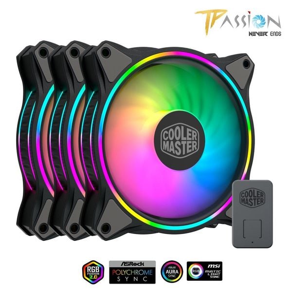 Bộ 3 quạt Fan Case 12cm Cooler Master MF120 HALO ARGB 3 in 1