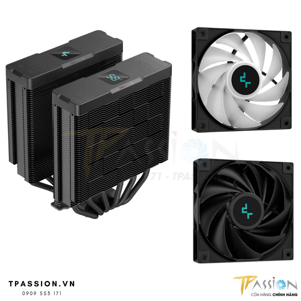 Tản nhiệt khí CPU DEEPCOOL AG620 DIGITAL / AG620 DIGITAL LED ARGB - Hiển thị nhiệt độ - Chính hãng, 2 tháp, 6 ống đồng