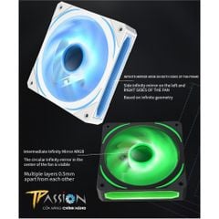 Quạt tản nhiệt 12cm JUNGLE LEOPARD PRISM Gen 5 INFINITY LED GƯƠNG VÔ CỰC ARGB 5V 3PIN- 2000RPM, PWM, Lian Li fan case PC