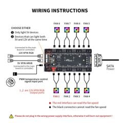 Bộ chuyển đổi LED 5V ARGB 12V RGB kết hợp 4Pin PWM 8 cổng – Fan Hub Converter 12V RGB về 5V ARGB PWM tích hợp