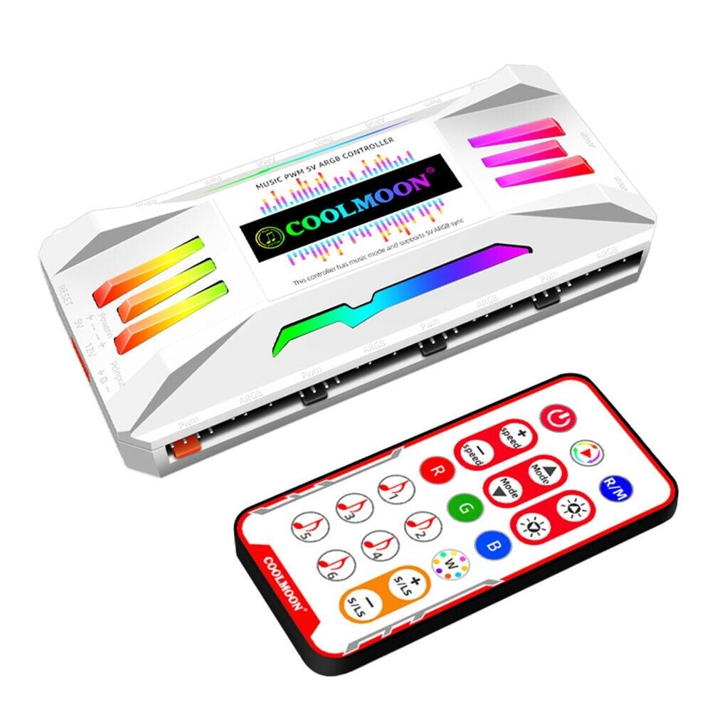 Hub Controller CoolMoon P-ARGB V2 Music, 8 cổng Fan PWM + 10 cổng LED ARGB 3 Pin