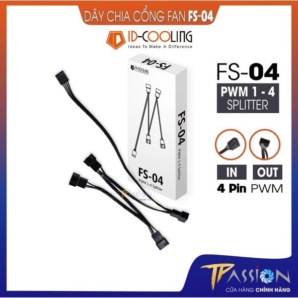 Dây chia nguồn Fan ID-Cooling FS-04 PWM Splitter 1 ra 4
