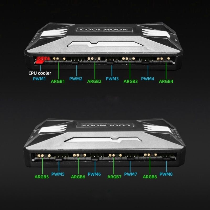 Hub Controller CoolMoon P-ARGB V2 Music, 8 cổng Fan PWM + 10 cổng LED ARGB 3 Pin