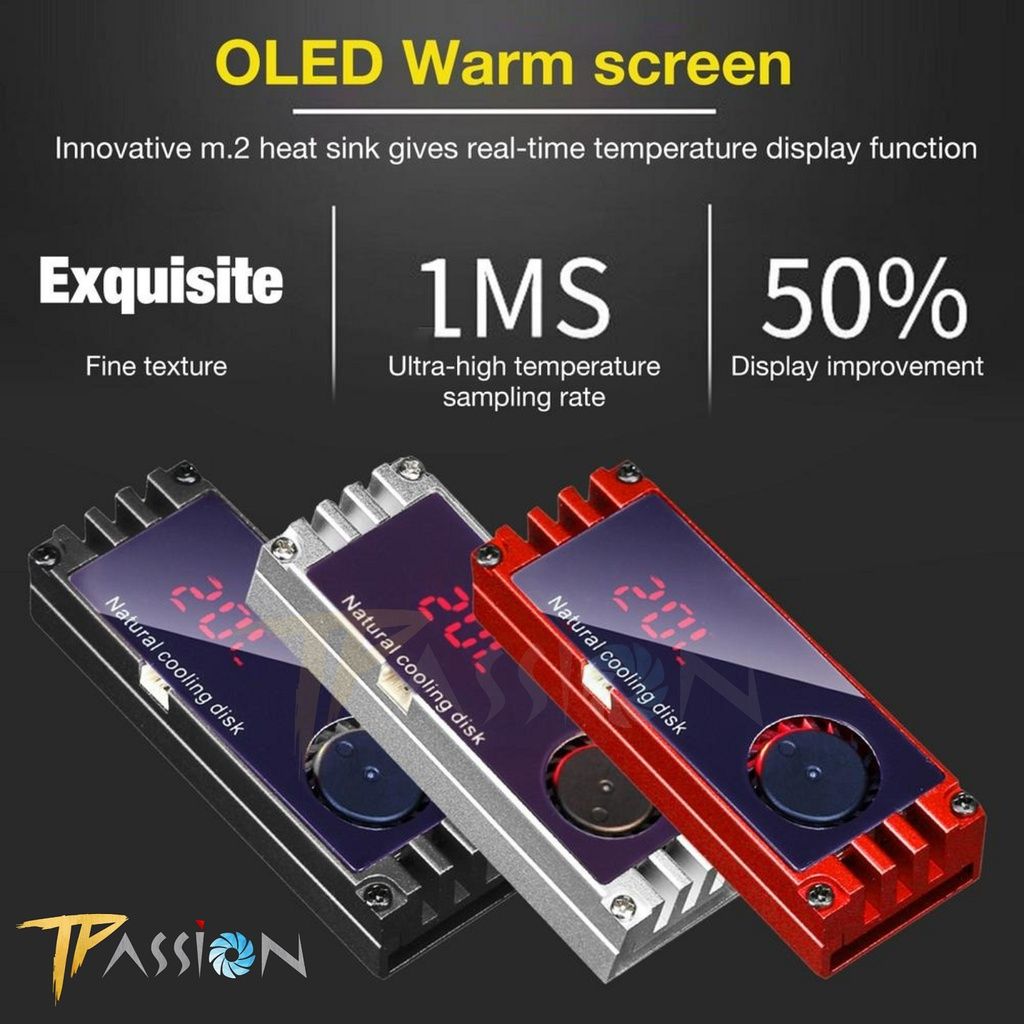 Tản nhiệt ổ cứng SSD M2 GLOTREND HF-01 Màn hình OLED hiển thị nhiệt độ tích hợp quạt tản nhiệt