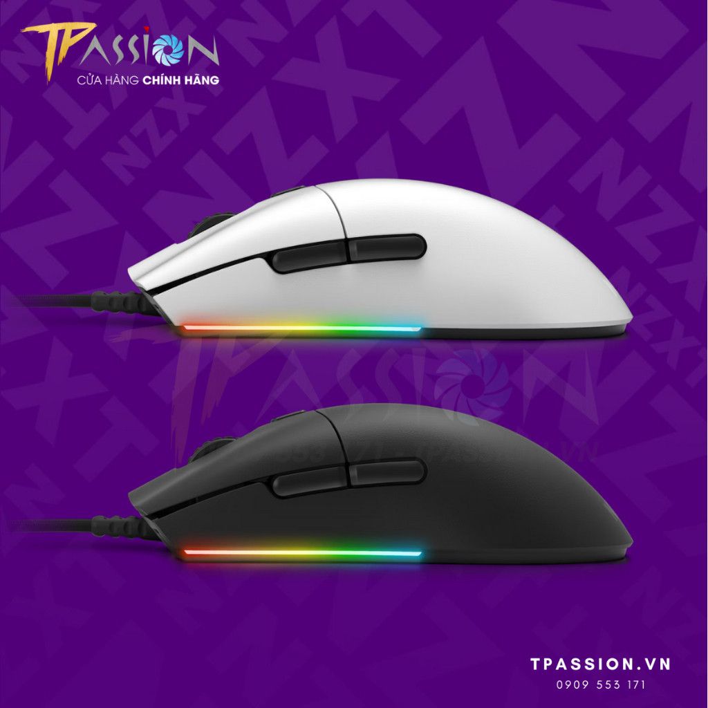 Chuột máy tính PC Gaming NZXT LIFT (White / Black) - Lightweight Symmetrical Mouse - Chính hãng, 16.000 DPI, có dây
