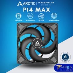 Quạt tản nhiệt Fan Case 14cm Arctic P14 Max Black / White - Chính hãng, tốc độ 2800 RPM, 140mm, điều tốc 4 Pin PWM