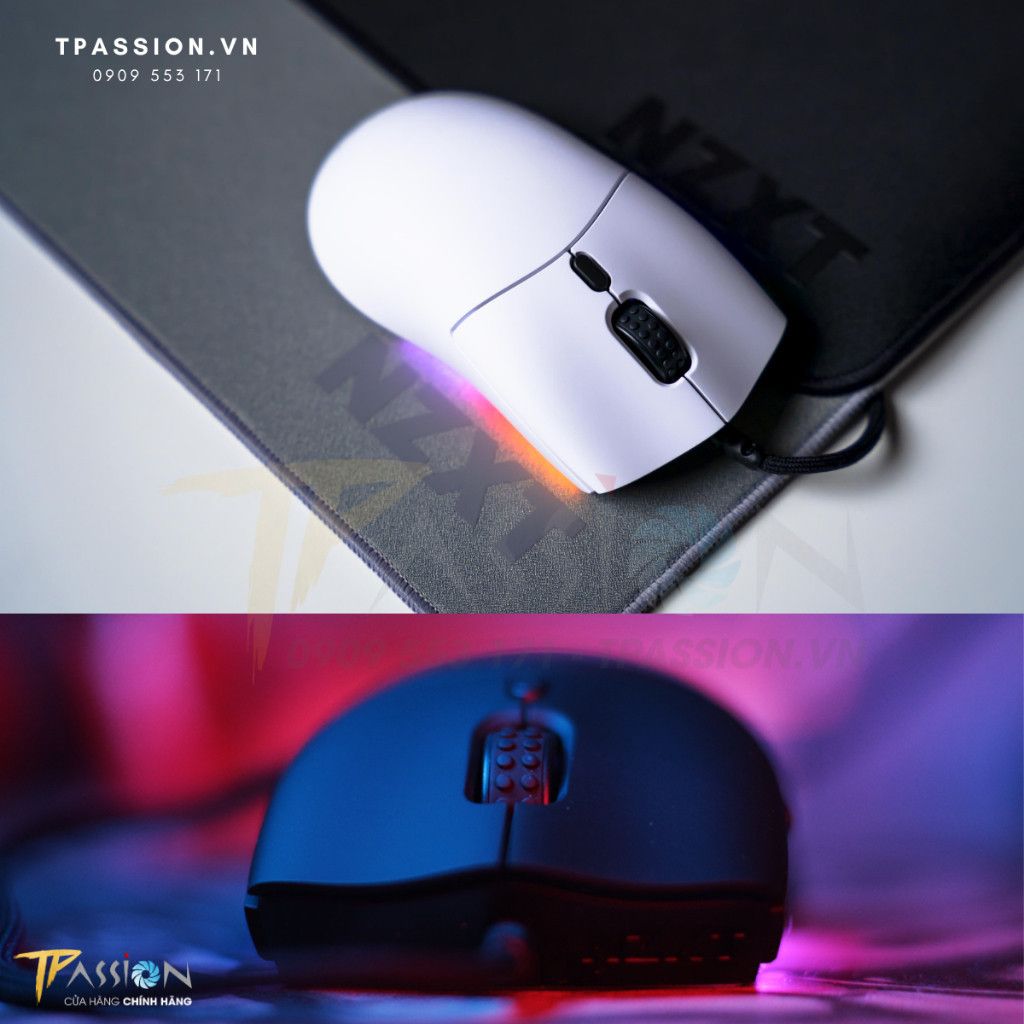 Chuột máy tính PC Gaming NZXT LIFT (White / Black) - Lightweight Symmetrical Mouse - Chính hãng, 16.000 DPI, có dây