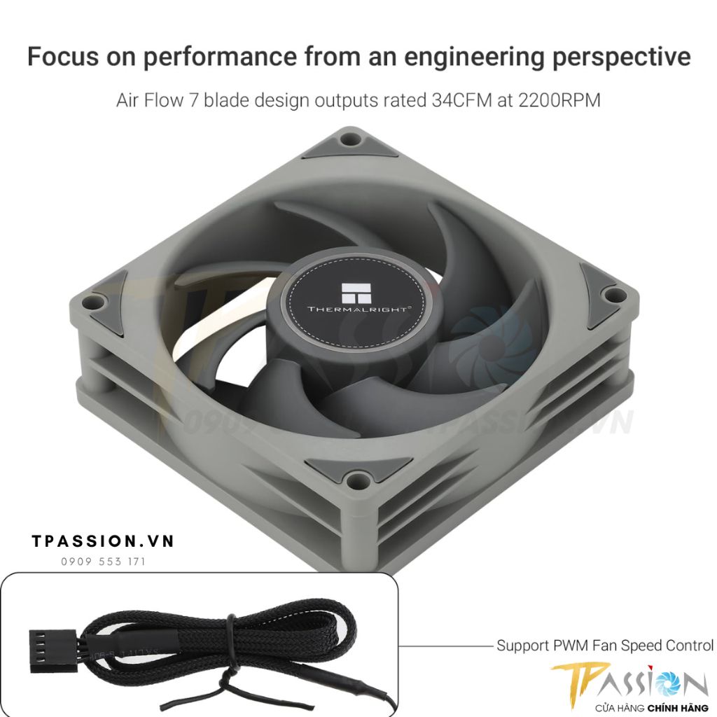 Quạt fan case 8cm THERMALRIGHT TL - B8 PWM - Chính hãng, sức gió tốt 2200rpm, hiệu năng tản nhiệt tốt, bền bỉ