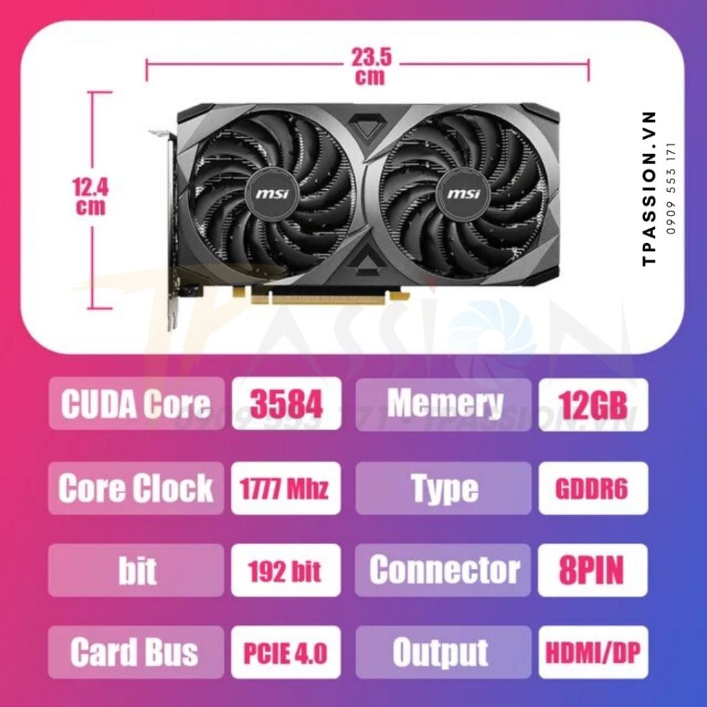 VGA Card màn hình MSI GeForce RTX 3060 VENTUS 2X 12GB OC