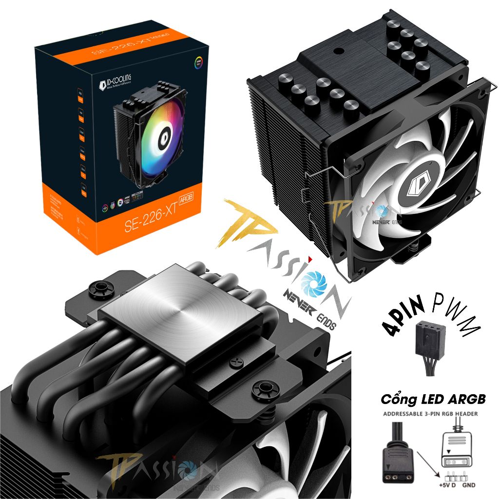 Tản nhiệt khí CPU ID-Cooling SE-226-XT ARGB | Snow Trắng - Chính hãng, LED 5V 3Pin sync Main/Hub, SE226 XT, socket 1700