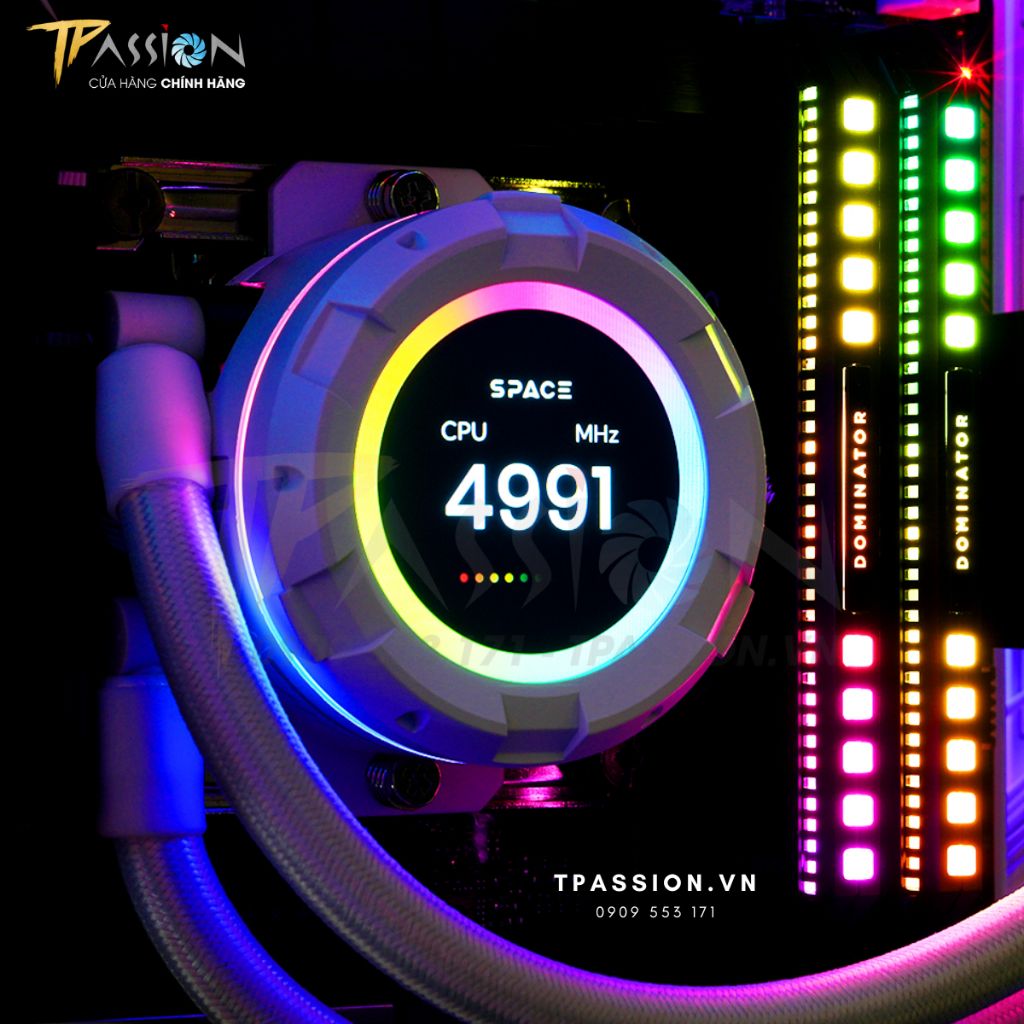 Tản nhiệt nước AIO CPU ID-COOLING SPACE LCD SL360 / SL240 ARGB BLACK / WHITE - Chính hãng BH 5 NĂM PWM, màn hình, LED 5v