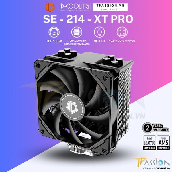Tản nhiệt khí CPU ID-Cooling SE-214-XT PRO KHÔNG LED - Chính hãng, SE214 XT, socket 1700, 2011, 2066