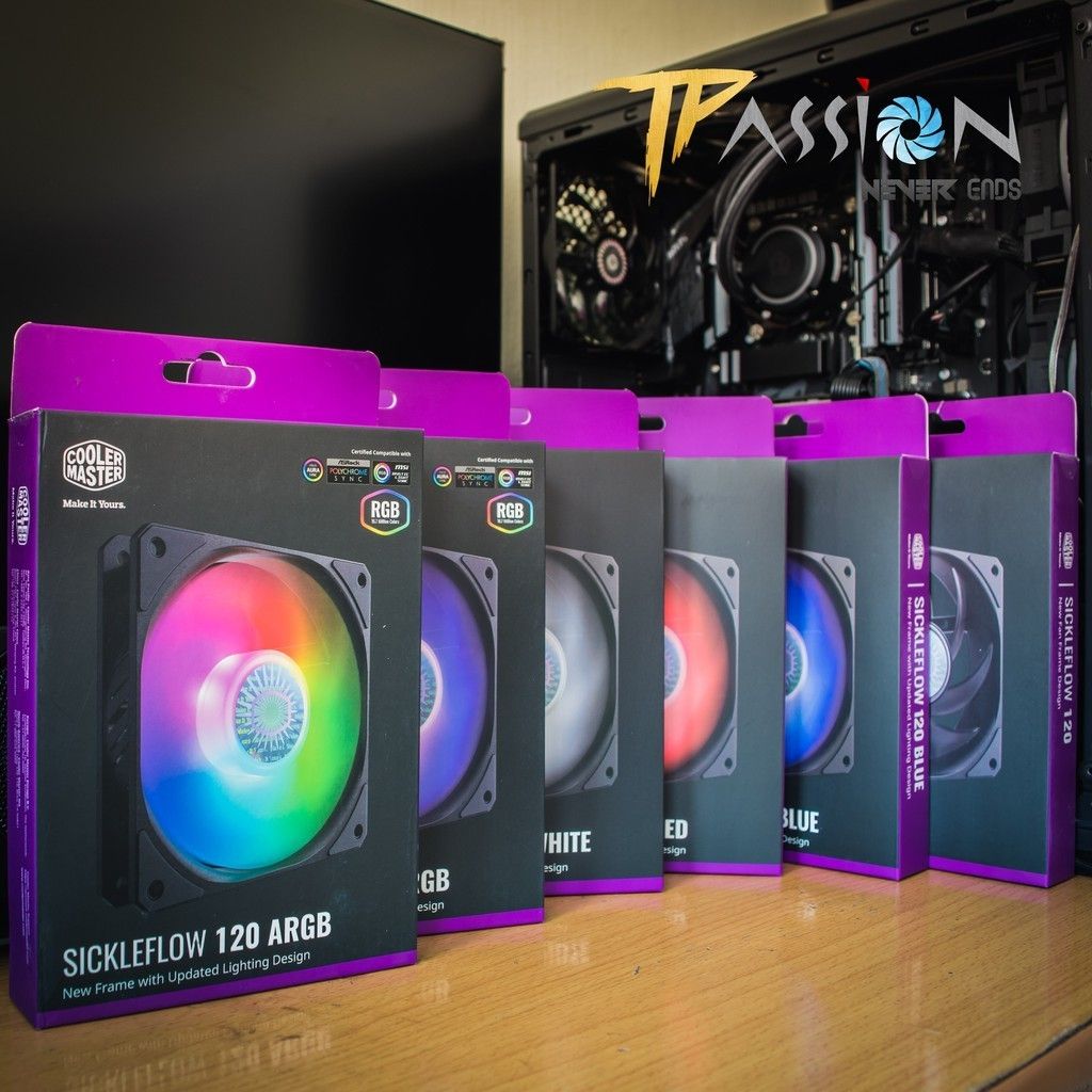 Quạt Fan Case 12cm Cooler Master SickleFlow 120 Không LED, LED White, Red, Blue, ARGB