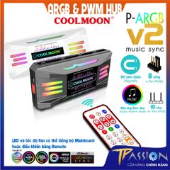 Hub Controller CoolMoon P-ARGB V2 Music, 8 cổng Fan PWM + 10 cổng LED ARGB 3 Pin