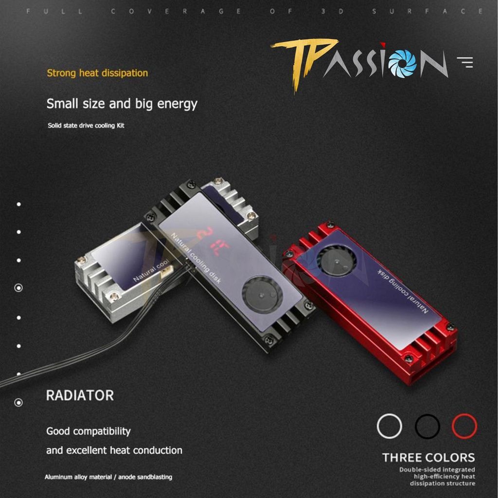 Tản nhiệt ổ cứng SSD M2 GLOTREND HF-01 Màn hình OLED hiển thị nhiệt độ tích hợp quạt tản nhiệt