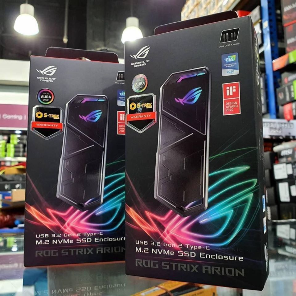 Hộp đựng ổ cứng SSD ASUS ROG STRIX ARION ESD-S1C có LED RGB đồng bộ Aura Sync