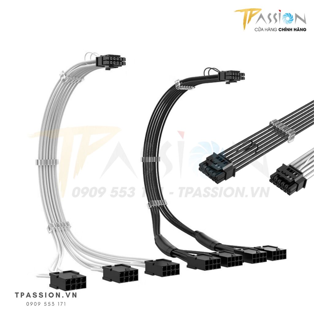 Dây Nguồn Bọc Lưới Nối Dài VGA PCIe 5.0 TEUCER - GPU RTX 3090ti/4090/4080/4070, 12 + 4 pin 12VHPWR 600W, chuẩn 16AWG