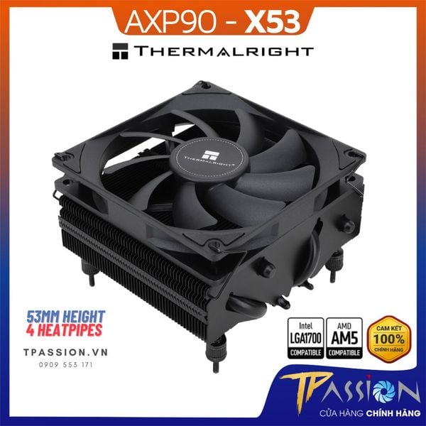 Tản nhiệt khí CPU Thermalright AXP90 - X53 BLACK / GREY - Chính hãng, topdown, PWM, ITX, mITX, HTPC