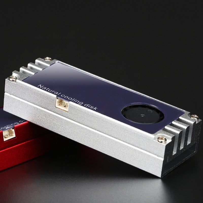 Tản nhiệt ổ cứng SSD M2 GLOTREND HF-01 Màn hình OLED hiển thị nhiệt độ tích hợp quạt tản nhiệt